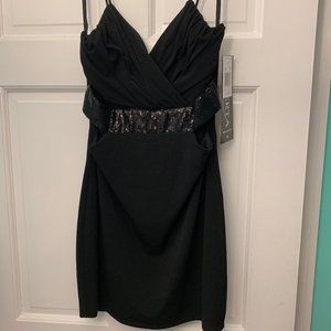 NWT Black Mini Dress With Sequins and Cut outs